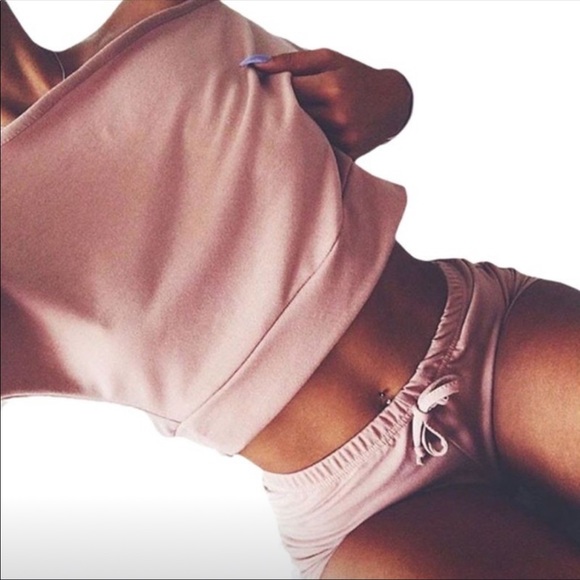 Crop top & shorts set (pink or grey) NWOT - Picture 4 of 8